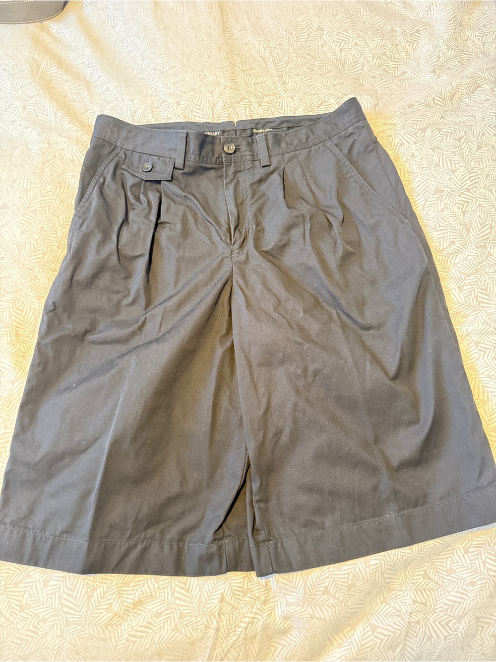Burberry Black Flat-Front Men's Shorts with Button Flap